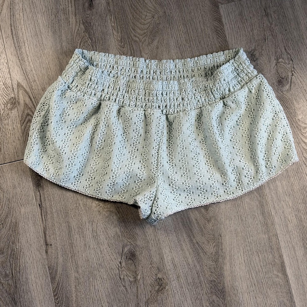 Crochet Lace Hot Pants Shorts Juniors‎ XL 15-17 Blue Elastic Waist Coastal